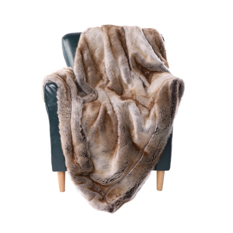 Luxury Fluffy Reversible Warm Printed Faux Fur Minky Fleece Throw Blanket 