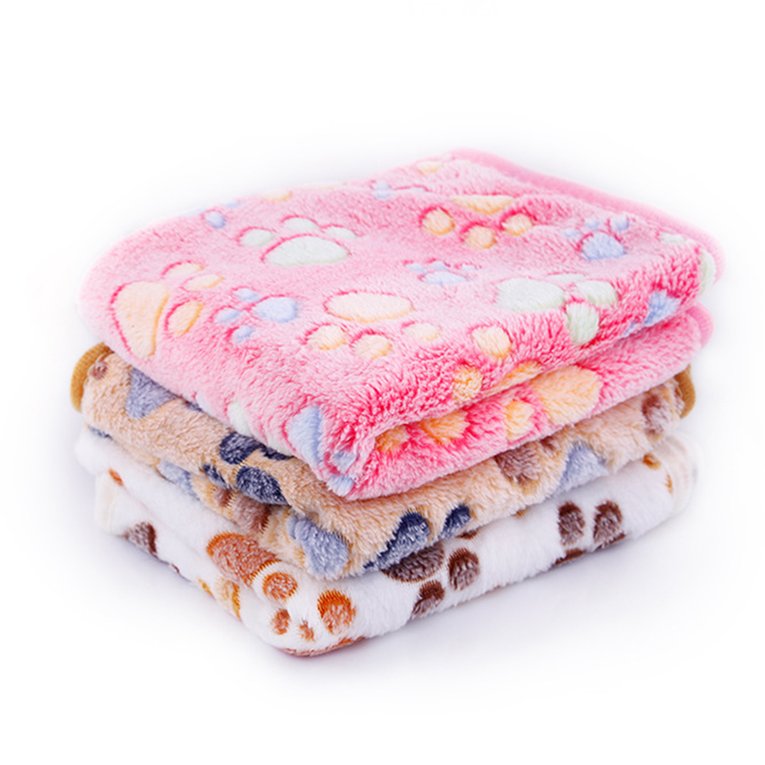 Thicken Pet Dog Blanket Paw Pattern Cat Dog Mats Breathable Soft Fleece