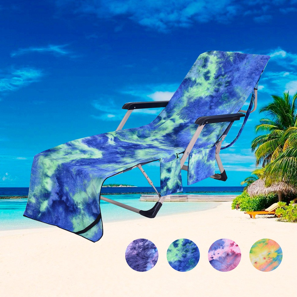 Tie Dye Beach Chair Cover Microfiber Chaise Hotel Garden Lounge Towel Cover