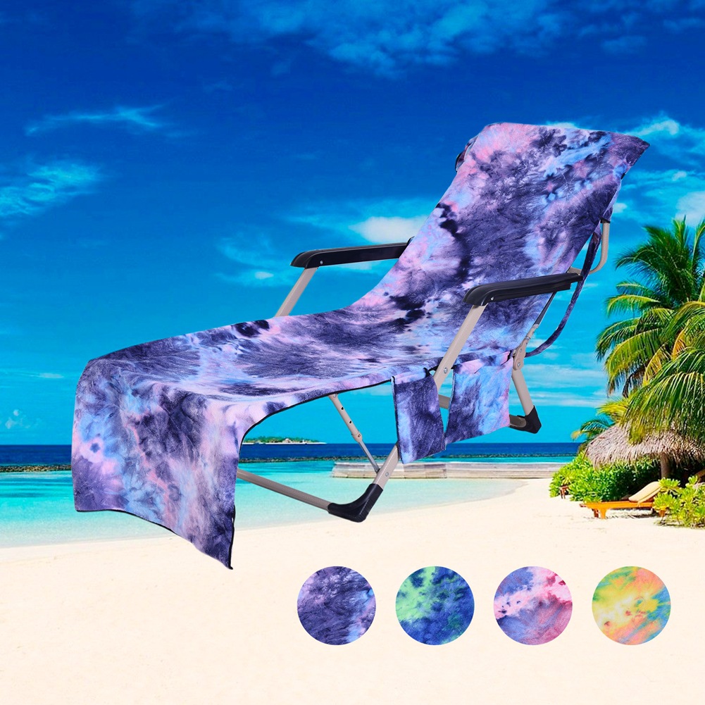 Tie Dye Beach Chair Cover Microfiber Chaise Hotel Garden Lounge Towel Cover
